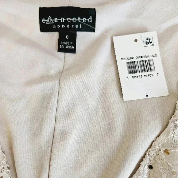 Long Lace Dress with Sequins Ivory Cream Beige Stretch Side Split - Picture 3 of 8